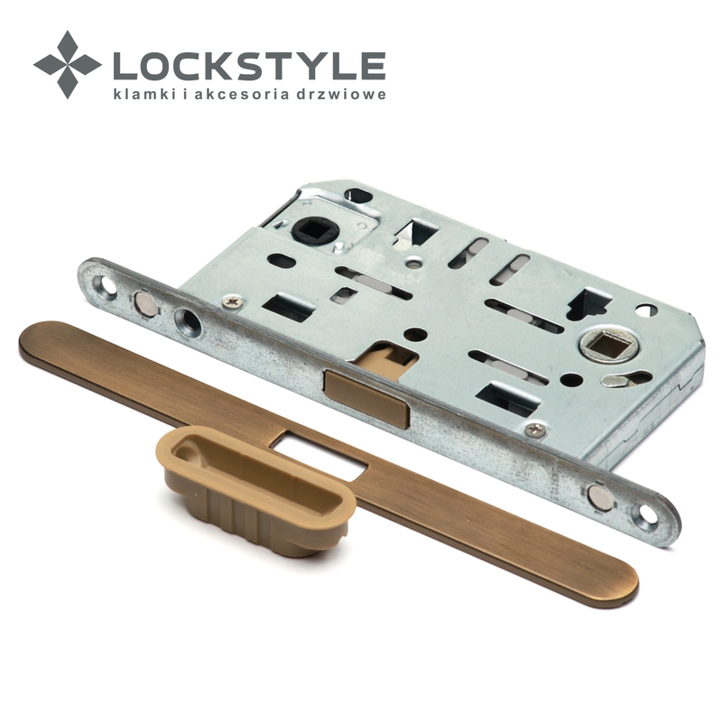 Механизм дверной магнитный LOCKSTYLE M412B WC ABM (бронза) с лицевой и ответной планками