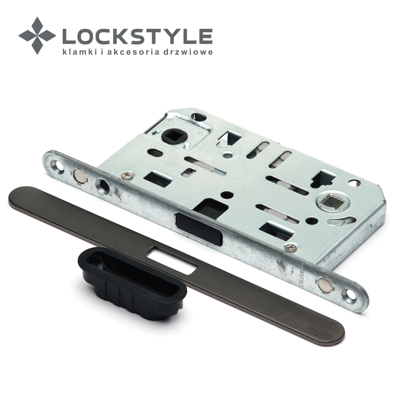 Механизм дверной магнитный LOCKSTYLE M412B WC BBN (антрацит) с лицевой и ответной планками