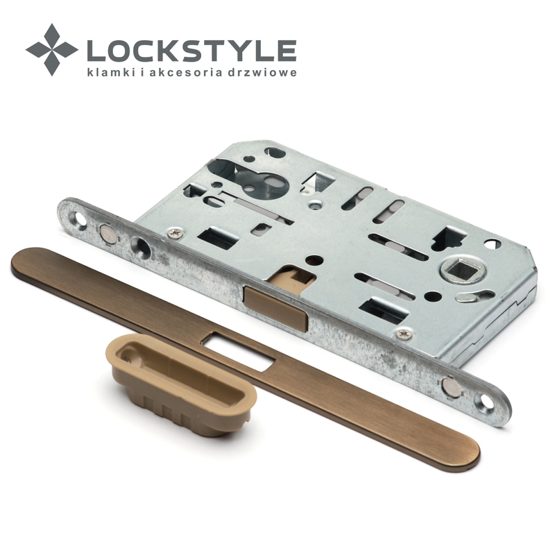 Механизм дверной магнитный LOCKSTYLE M412C ET ABM (бронза) с лицевой и ответной планками