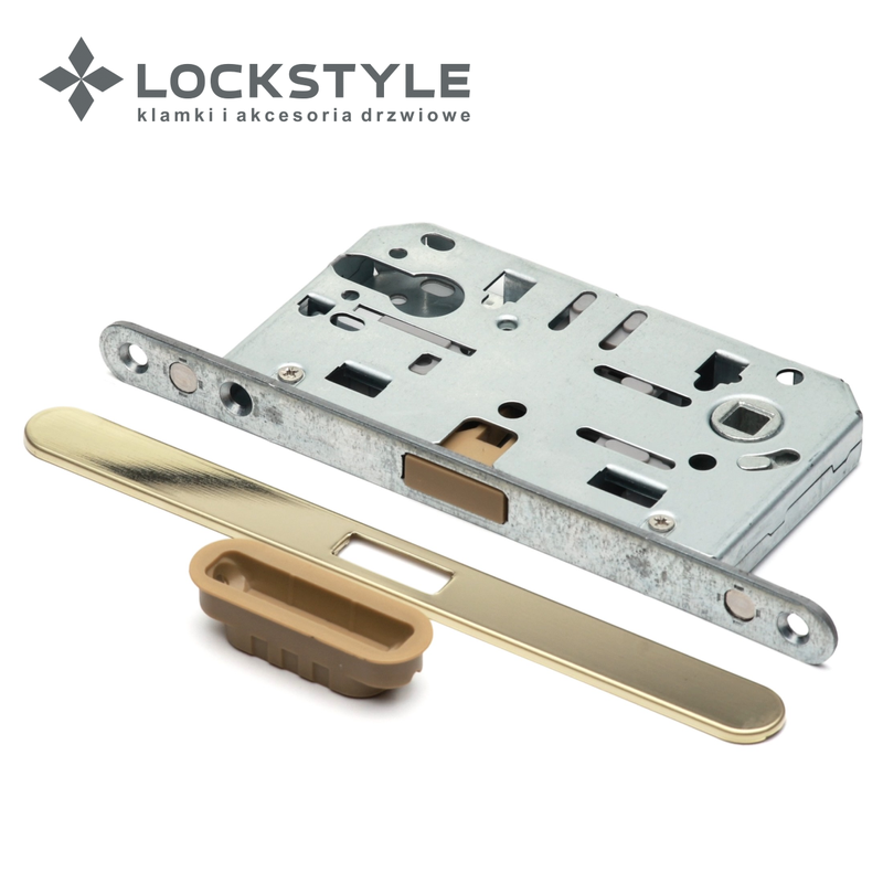 Механизм дверной магнитный LOCKSTYLE M412C ET GL (глянцевое золото PVD) с лицевой и ответной планками